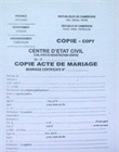Formulaire de copie d'acte de mariage